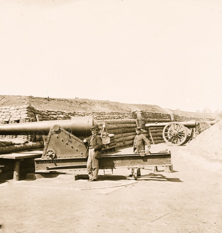 Aiken's Landing, Virginia (vicinity). Interior view of Fort Brady on the James River 1865