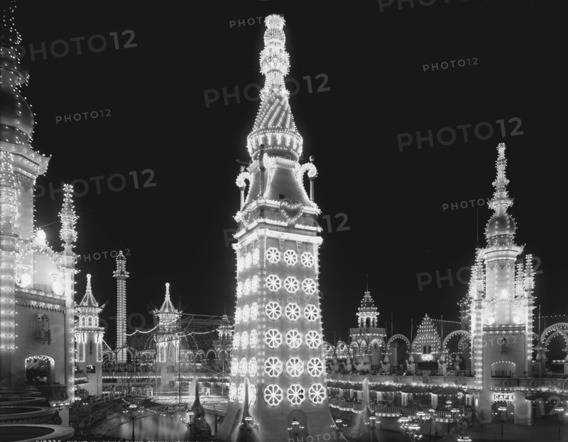 All aglow with electric lights is Luna Park on Coney Island, New York 1905