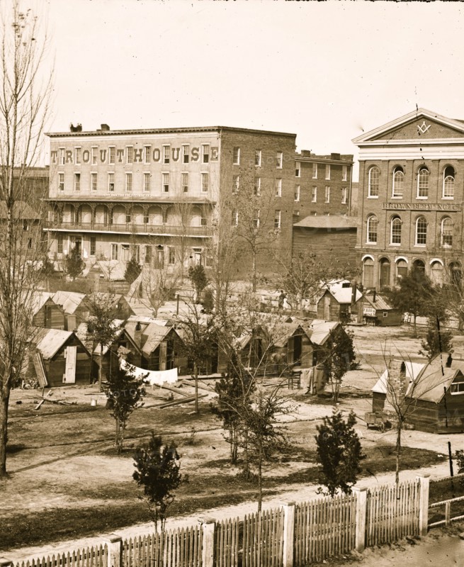 Atlanta, Ga. Trout House, Masonic Hall, and Federal encampment on Decatur Street 1864