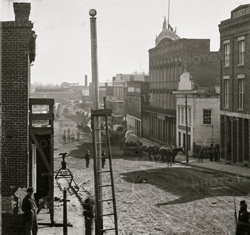 Atlanta, Ga. Wagon train on Marietta Street 1864