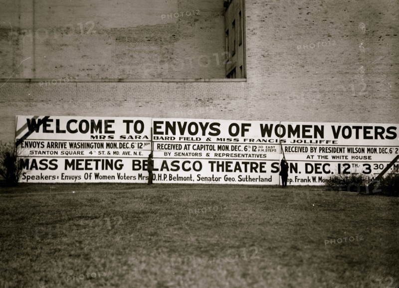 Banner Announcing Meeting at the Belasco Theatre in DC 1913