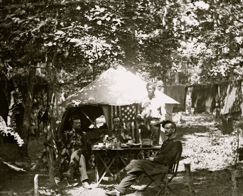 Bealeton, Virginia. Army of the Potomac Officer's mess of Company D, 93d New York Infantry 1863