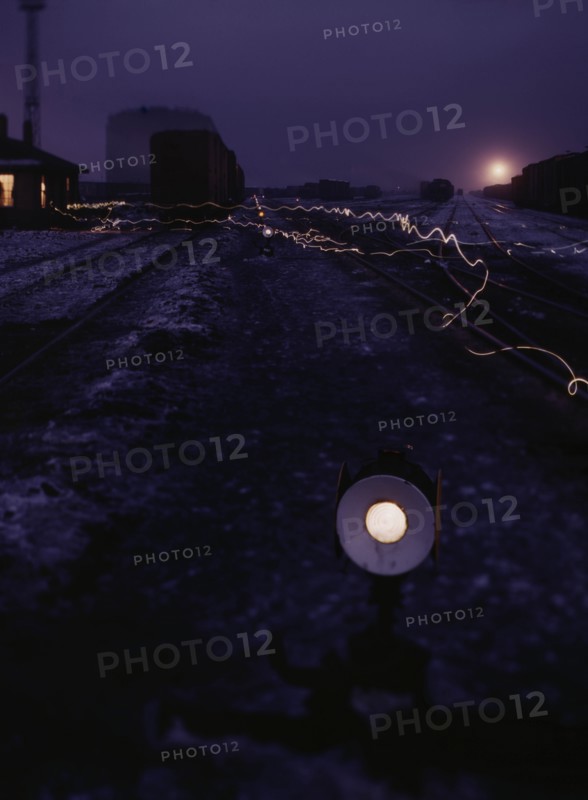 Eerie view of the lights in the train yard 1942