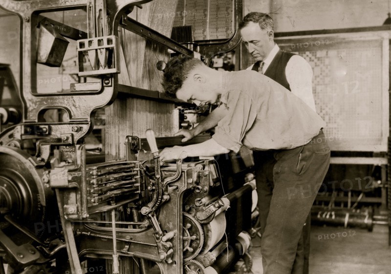 Boy operates a Silk Machine with Supervision 1924