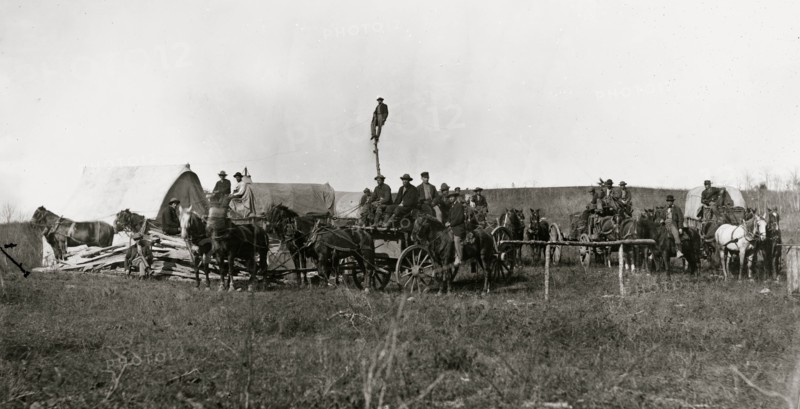 Brandy Station, Va. Wagons and men of the U.S. Military Telegraph Construction Corps 1864