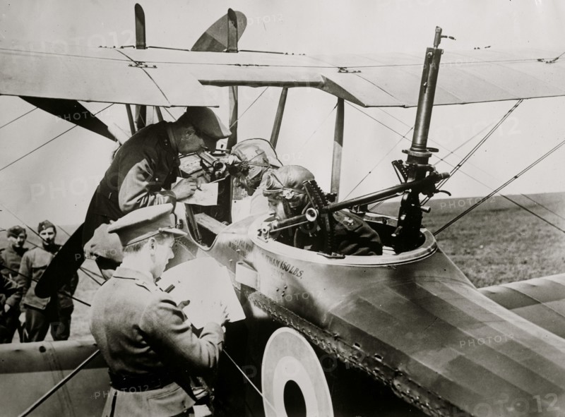 British aviators getting instructions