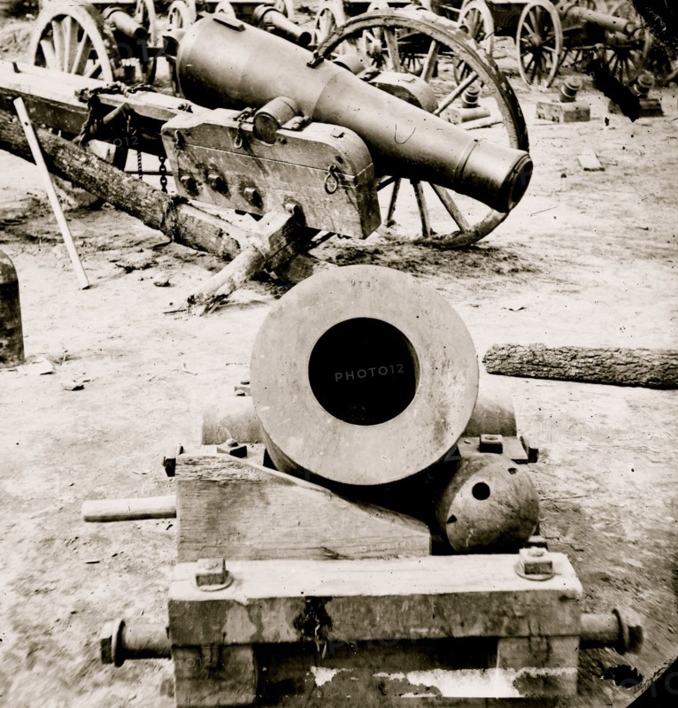 Broadway Landing, Appomattox River, Virginia. View of mortar and artillery 1865