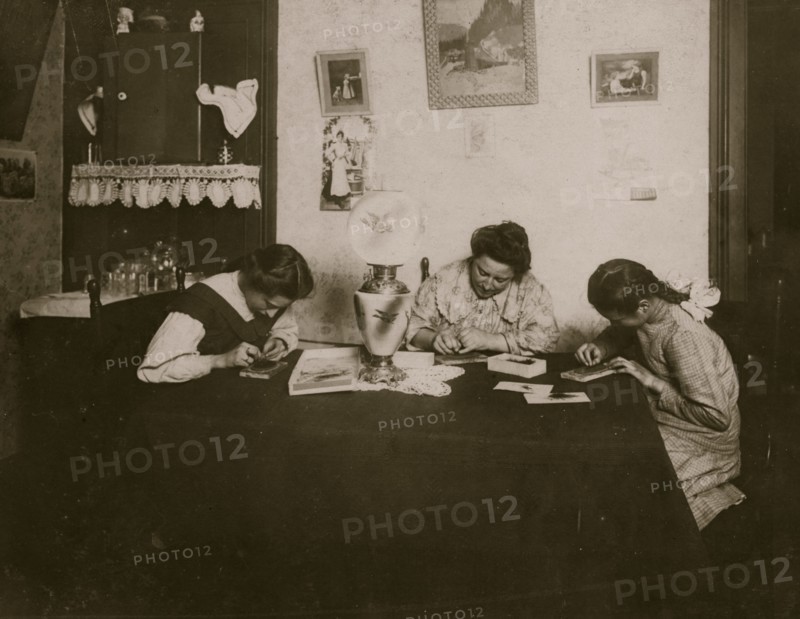 Brush-making late at night.  1912
