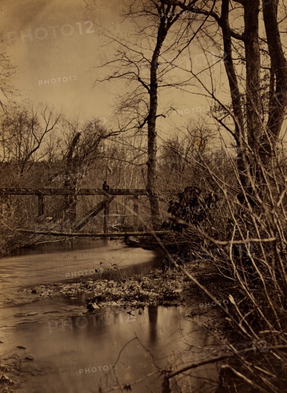 Burnt bridge over Pope's Head, near Devereux Station, Orange & Alexandria Railroad 1863