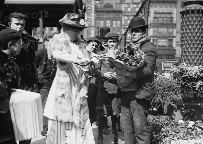 Buying Easter flowers in Union Square, New York