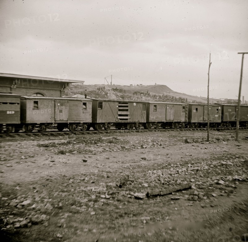 Chattanooga, Tennessee. Federal cavalry guarding railroad depot 1864