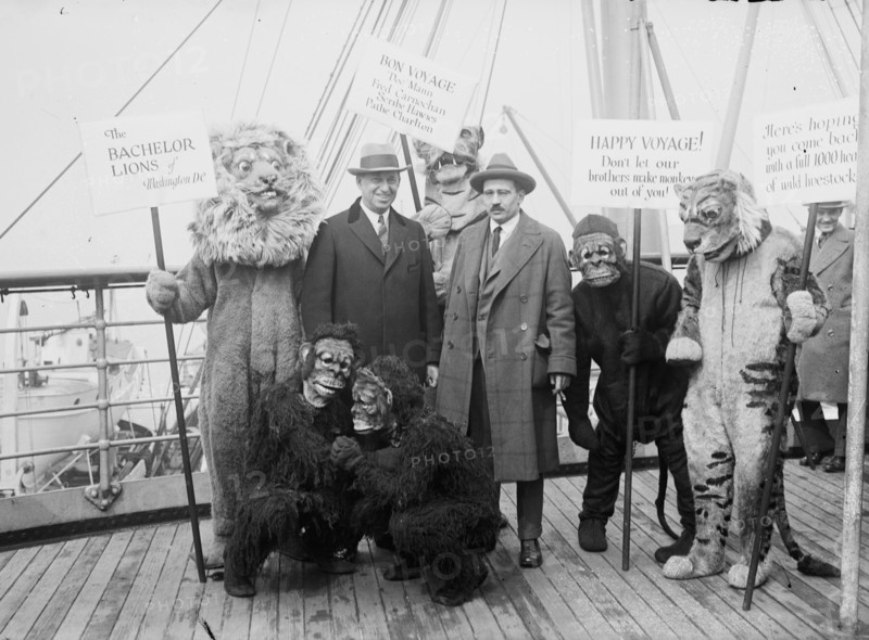 Chrysler has a Bon Voyage from Clowned figures on Board ship before it leaves for Europe