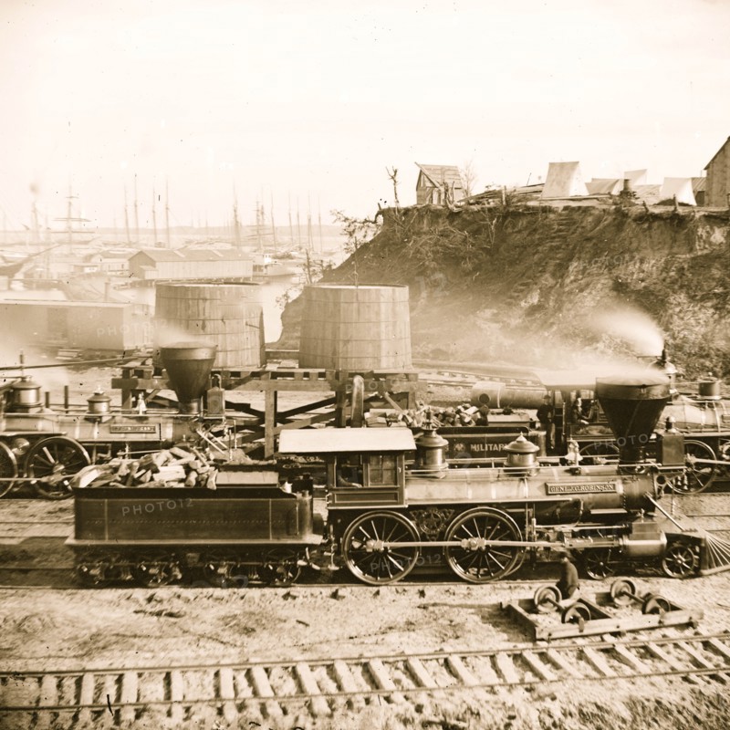 City Point, Va. "Gen. J. C. Robinson" and other locomotives of the U.S. Military Railroad 1883