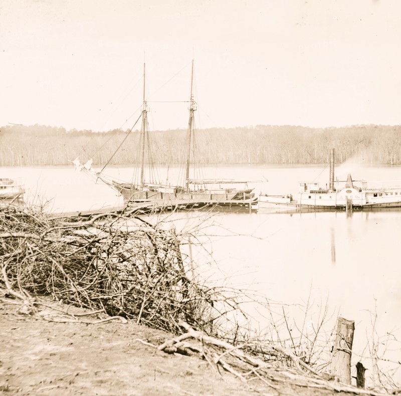 Medical supply boat Planter at General Hospital wharf on the Appomattox 1864