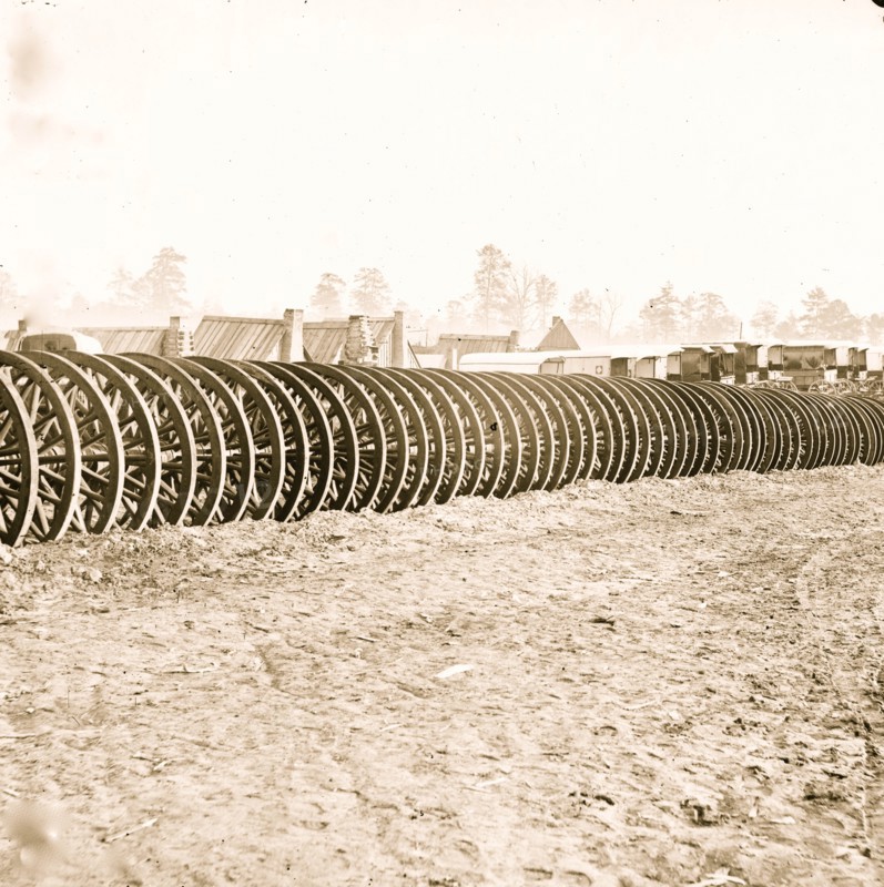 City Point, Virginia (vicinity). Park of army wagon wheels 1865