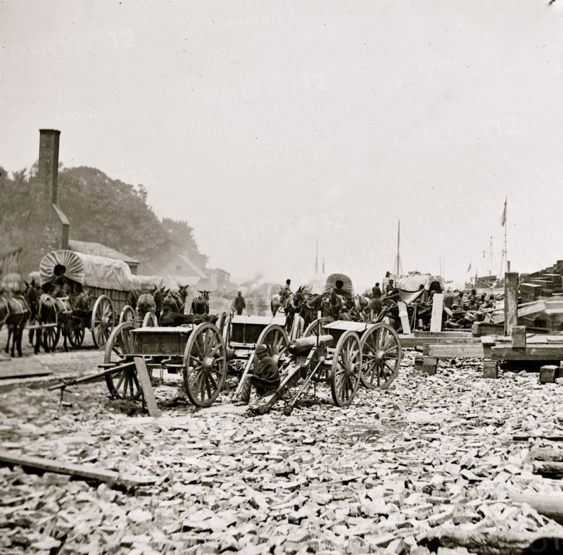 City Point, Virginia. Caissons, cannon and army wagons, etc 1863