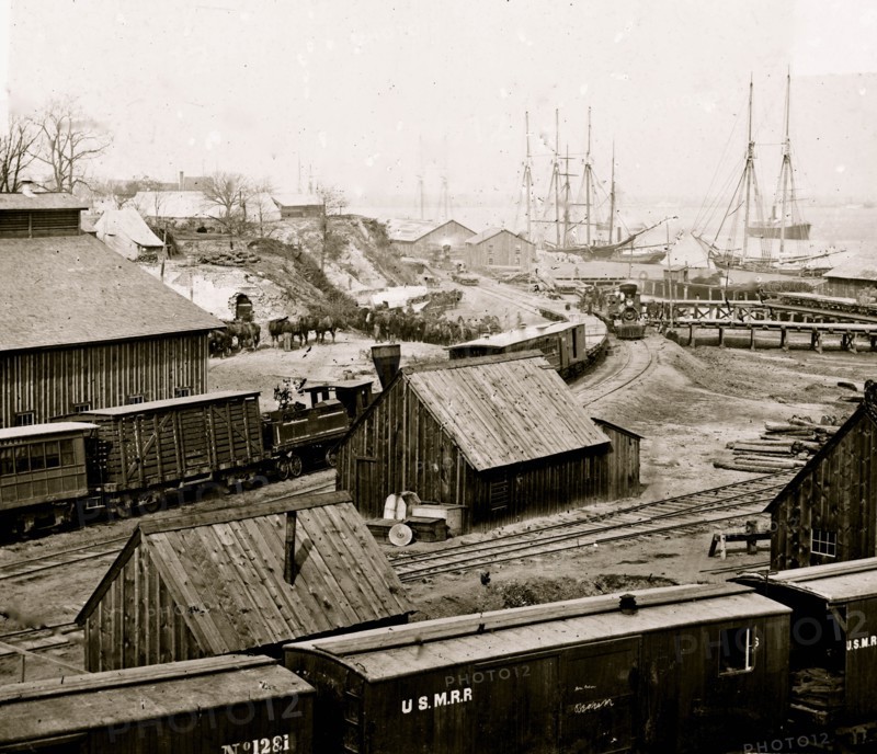 City Point, Virginia. Railroad yard and transports 1864