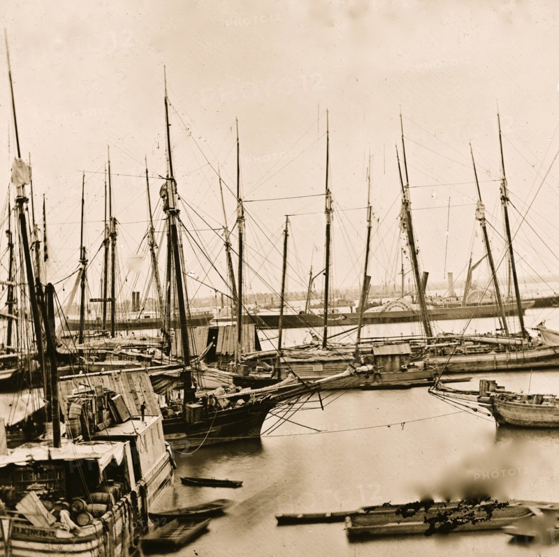 City Point, Virginia. View of transports 1865