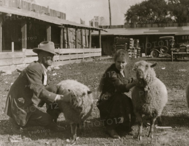 Clementine Miller (and her parents) with her sheep exhibit at the 4 H Club Fair, Charleston, W. Va.  1921