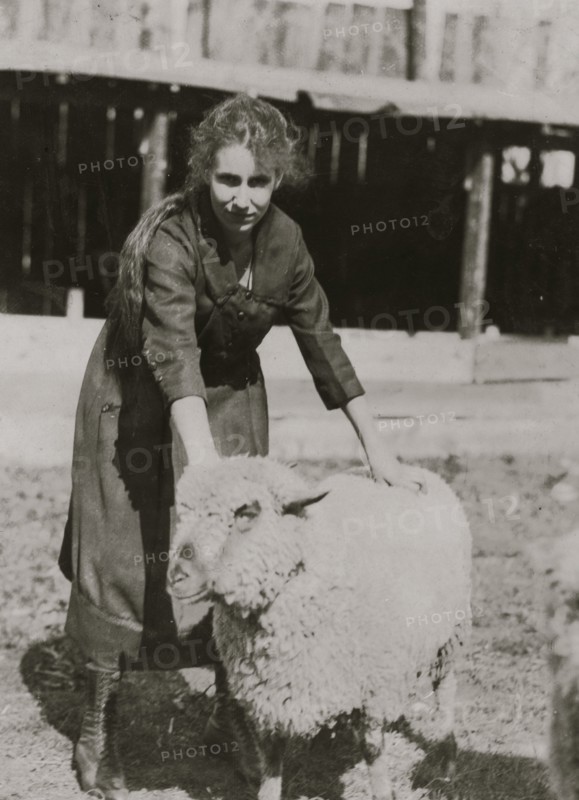 Clementine Miller (and her parents) with her sheep exhibit at the 4 H Club Fair, Charleston, W. Va.  1921