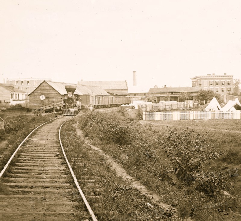 Culpeper Court House, Va. Freight train on Orange and Alexandria Railroad 1862