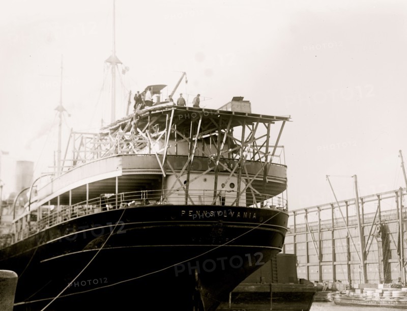 Deck of "Pennsylvania" showing the Curtiss biplane
