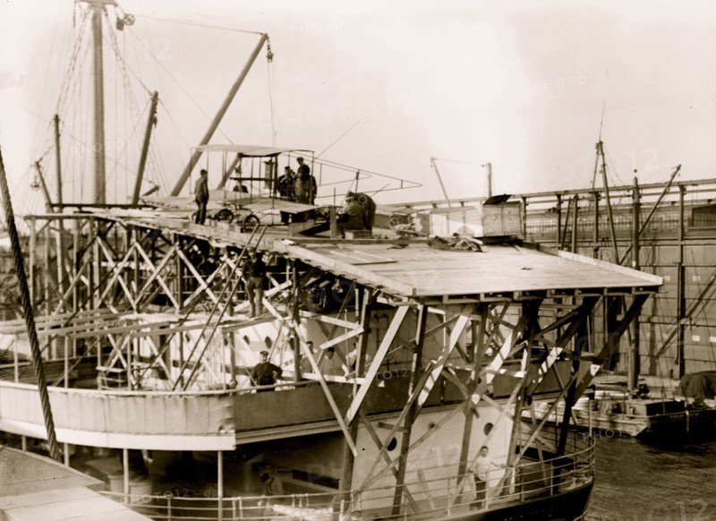 Deck of "Pennsylvania" showing the Curtiss biplane