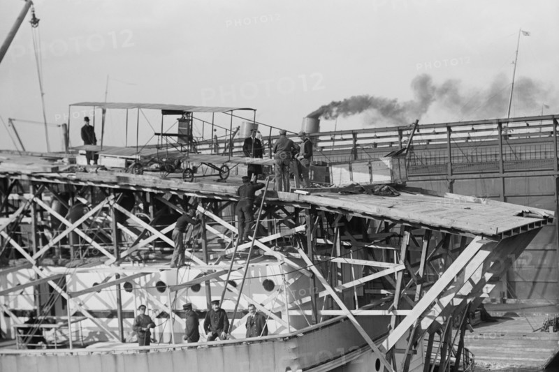 Deck of the Pennsylvania showing a Curtis Biplane