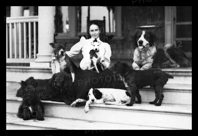 Mrs. Patten and Her Seven Dogs 1900