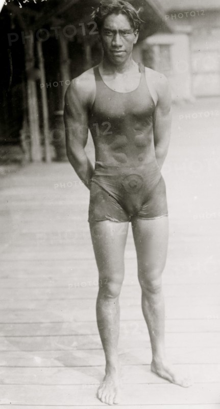 Duke P. Kahanamoku in bathing suit 1912