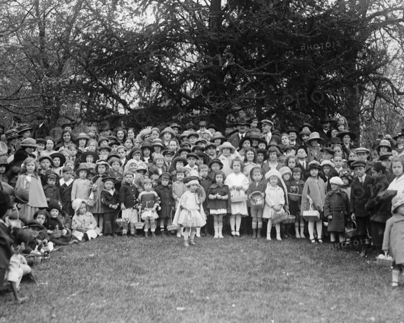 Easter Egg Rolling Children Pose on the White House Lawn 1922