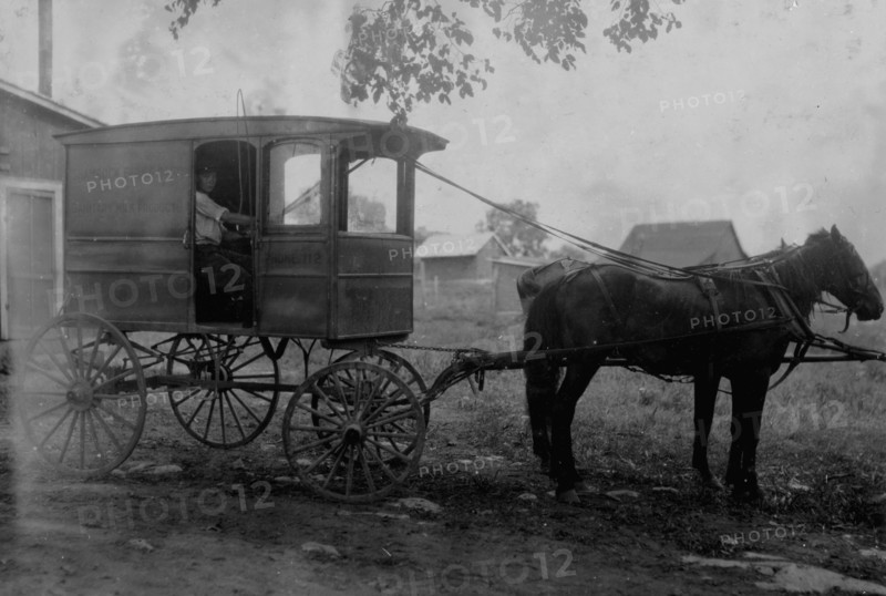 Delivery Dairy products by horse drawn wagon 1916