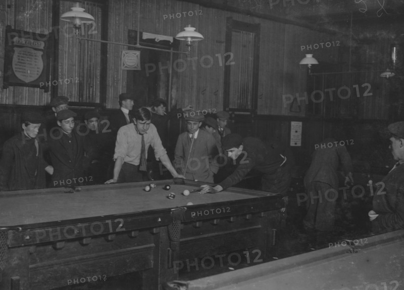 Inside the Pool Room in New Bedford, Massachusetts 1912
