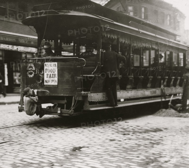 Flipping Cars. Location: Boston, Massachusetts. 1910