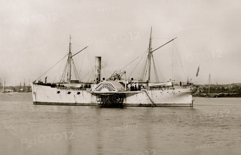 Fort Monroe, Virginia. Gunboat SANTIAGO DE CUBA off Fort Monroe 1864