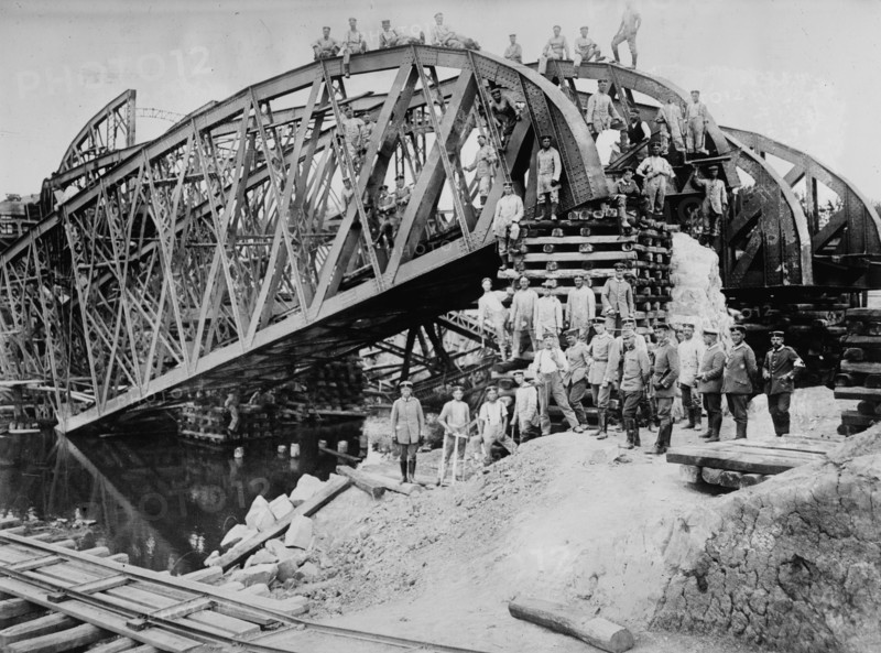 German Sappers and Engineers Rebuild Bridge at Lemberg 1918