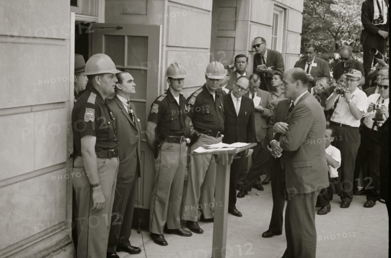 Governor George Wallace attempting to block integration at the University of Alabama 1963