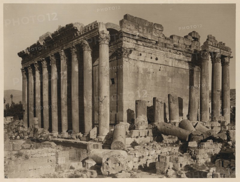 Baalbek (Heliopoplis). Columns of the Temple of Bacchus. 1920