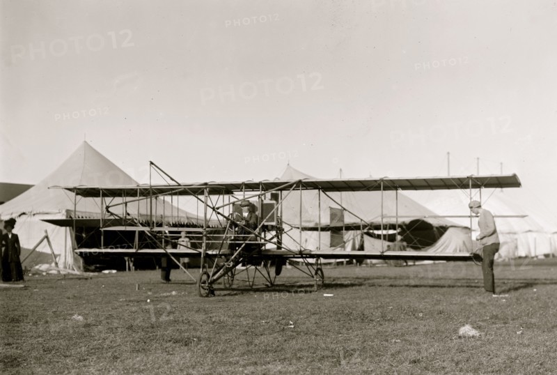 H.C. Cooke in Curtis biplane
