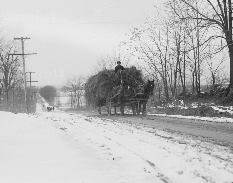 Hay wagons on bobsled road