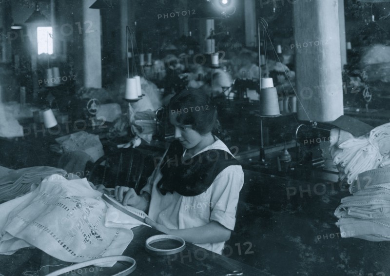 Hand drawn work on curtains in Embroidery 1917