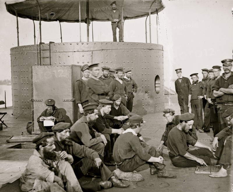James River, Va. Sailors relaxing on deck of U.S.S. Monitor 1864