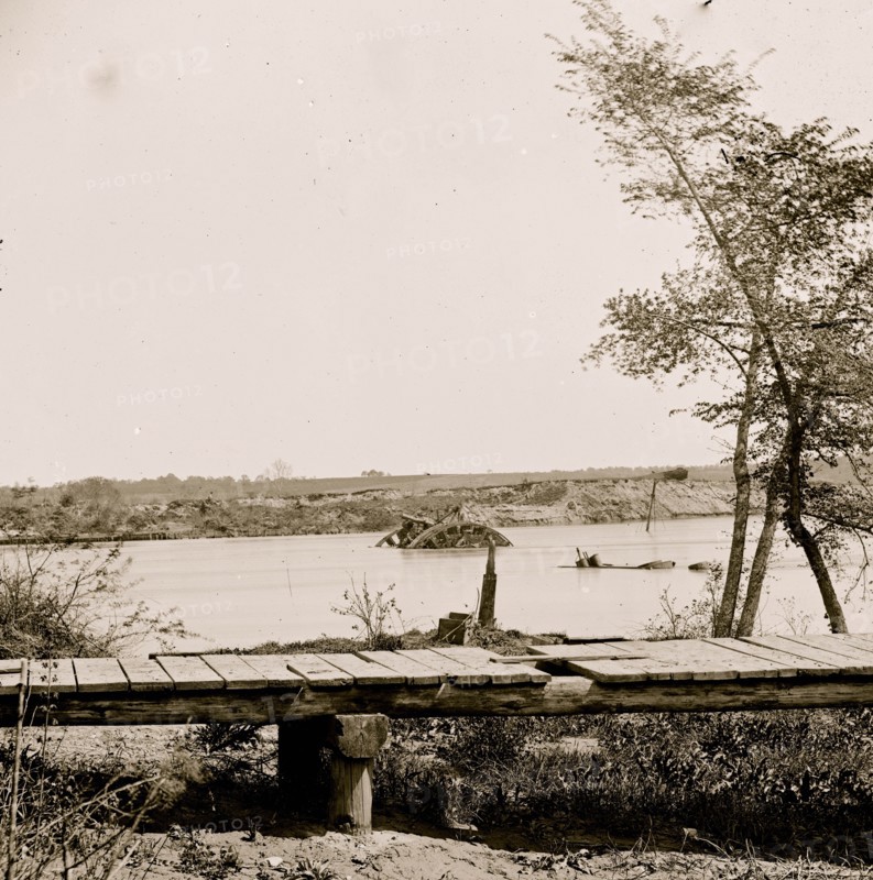 James River, Va. Sunken Confederate ships Virginia (ram) and Jamestown 1864