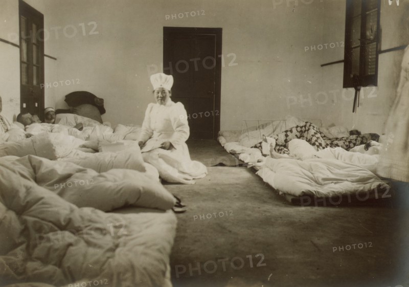 Japanese Red Cross nurses at Chemulpo attending Russian soldiers wounded in battle of Feb. 9 1904