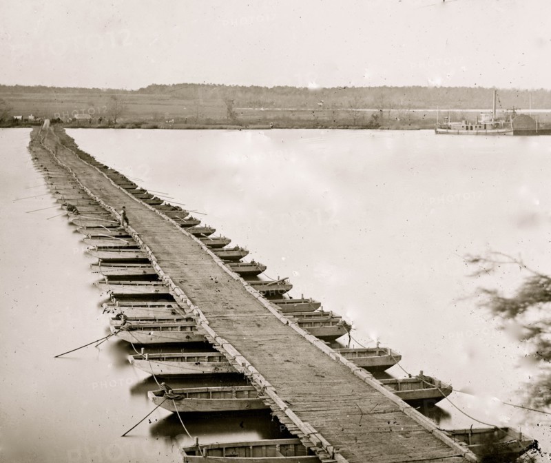 Jones' Landing, Virginia (vicinity). Pontoon bridge across the James River 1863