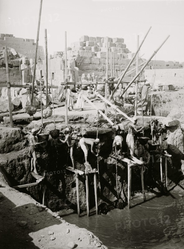 Karnak. Taking out water from excavations 1910