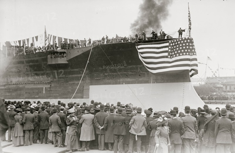 Launch of the Florida, U.S.N. battleship