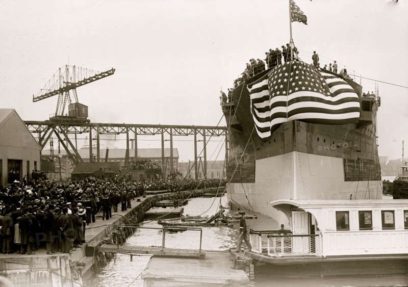 Launch of the Florida, U.S.N. battleship