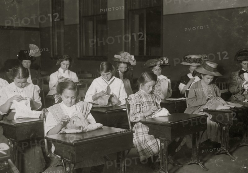 Learning to Embroider in the Free evening school 1909