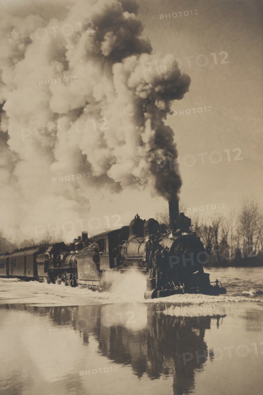 Locomotive in High Water 1907